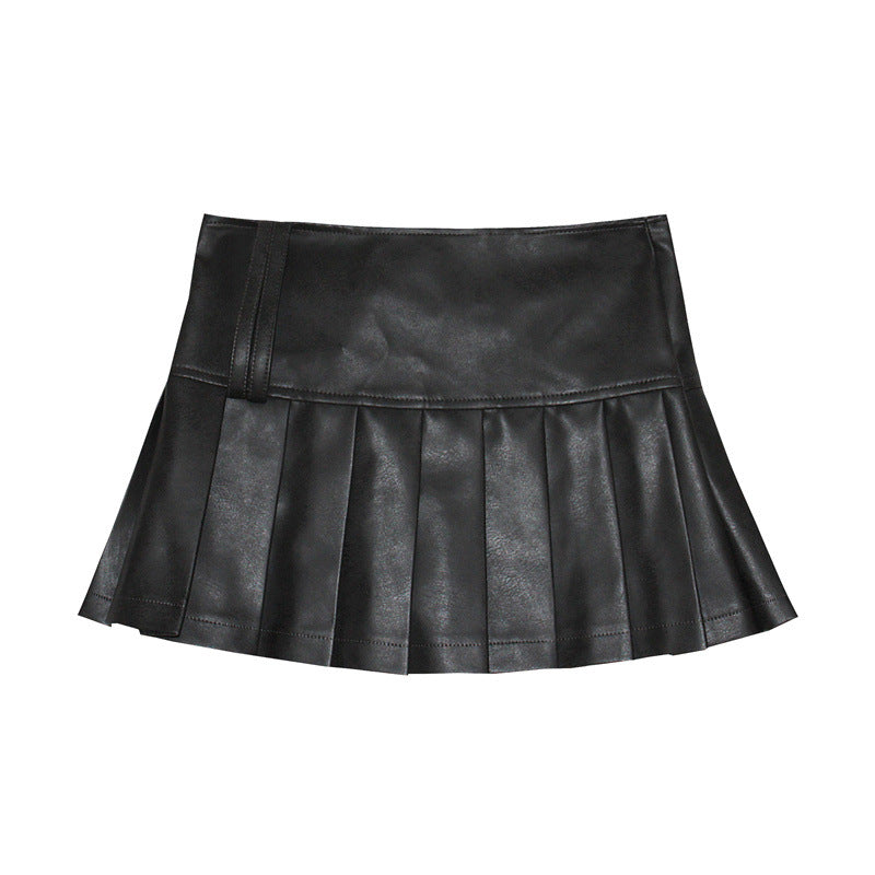 Nariele Streetwear High Waist Slim Leather Skirt