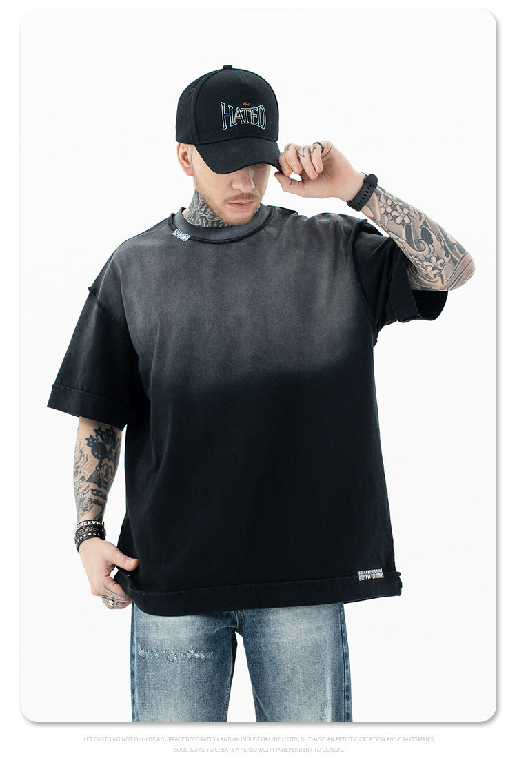 FORGIVNESS  Gradient Wash Destruction Retro Short Sleeve Tee