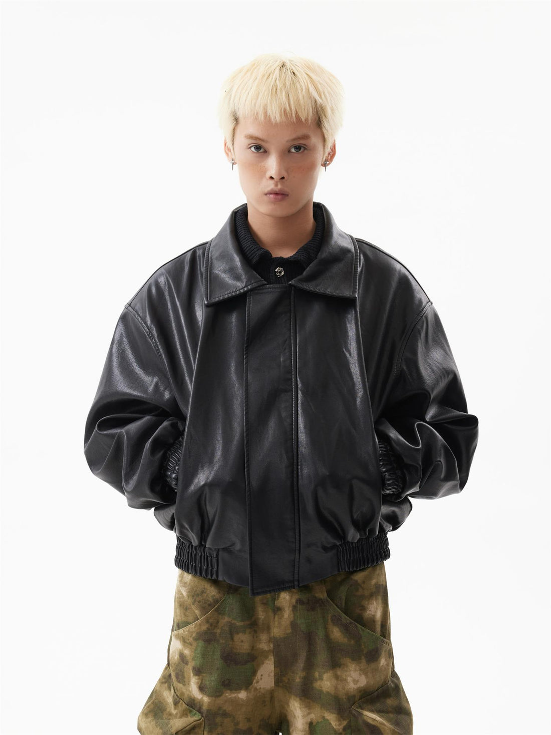 BTSG Lux Cropped Silhouette Leather Jacket