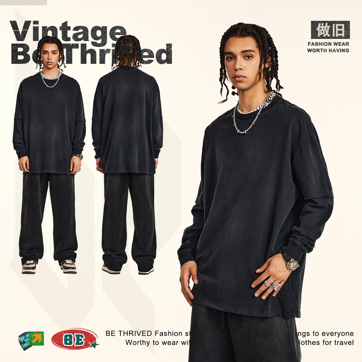 تي شيرت بولو بأكمام طويلة و ياقة دائرية