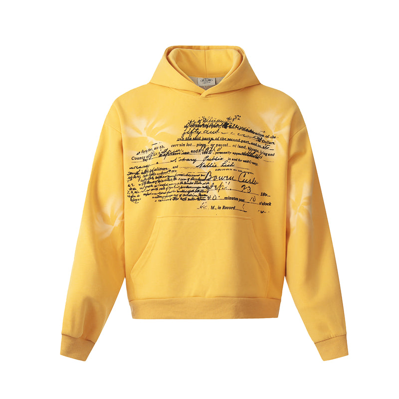 BTSG American Vintage Gradient Slogan Print Silhouette Hooded Cropped Hoodie