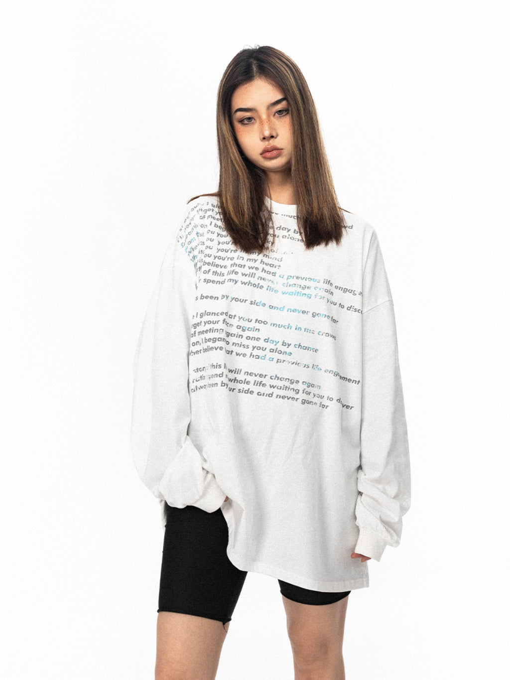 BLACKBB American Retro Fried Color Monogram Print Long Sleeve Tee