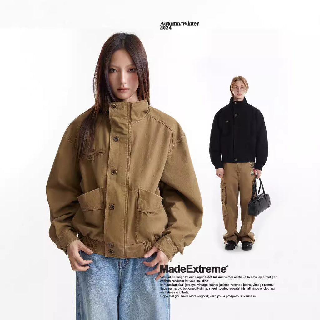 MADEEXTREME Vintage High Neck Neutral Loose Jacket