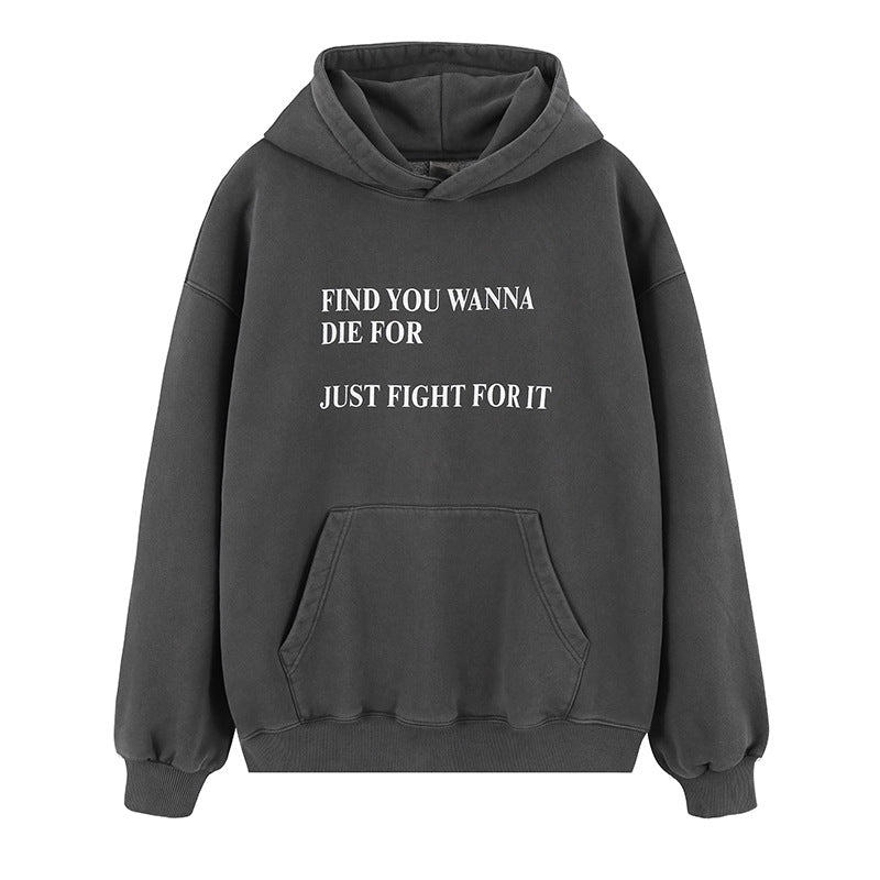 Lanhai Printed Alphabet Velvet Hoodie