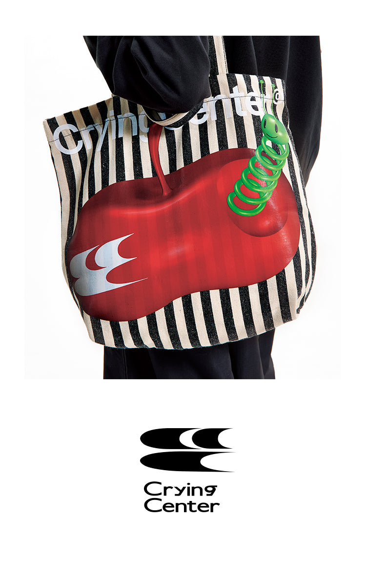 Crying Center Apple Killer Stripe Large Capacity Tote Bag