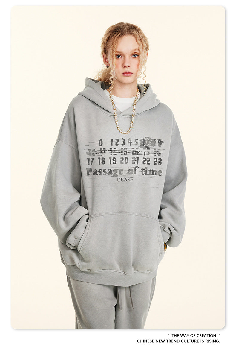 BE Autumn American Mottled Letter Hoodie