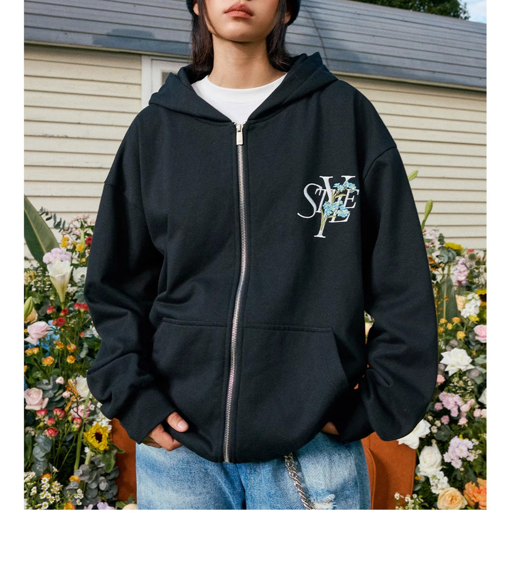 harshandcruel floral embroidery STYLE HACR Zipper Hoodie
