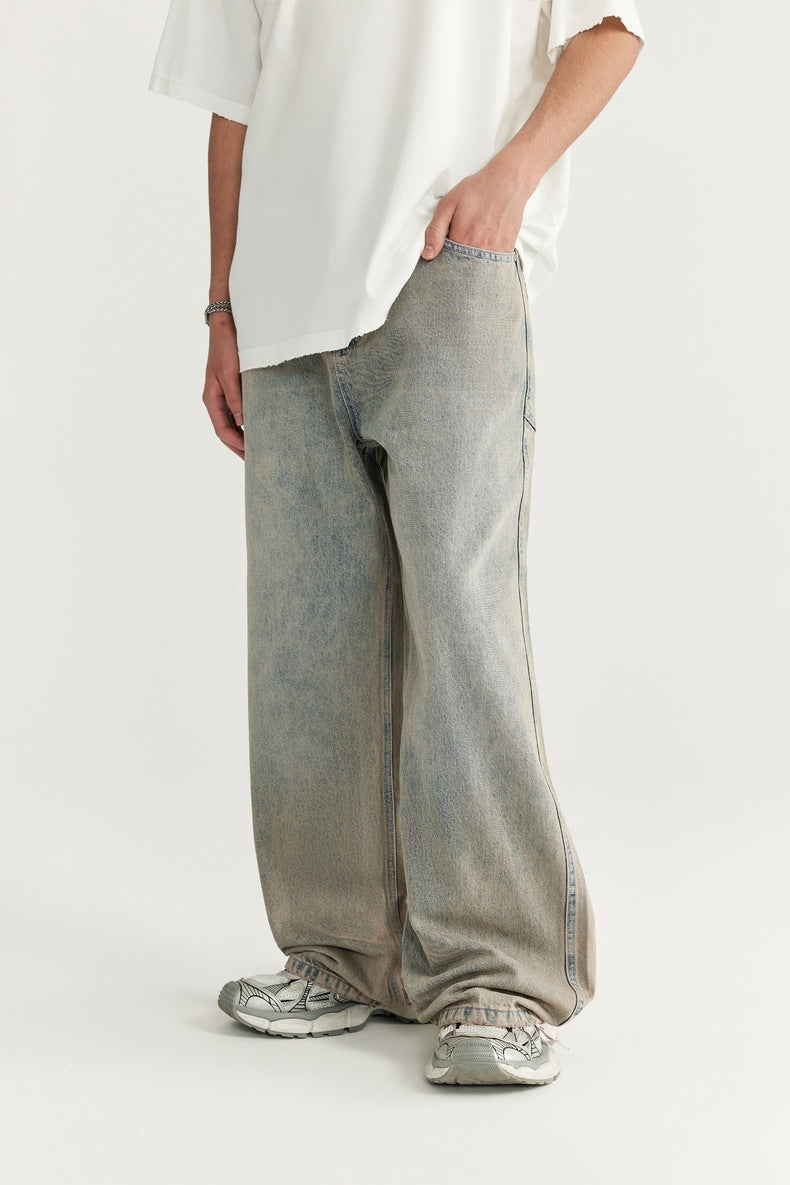 INF Light Blue Wash Cut Wide-leg Jeans