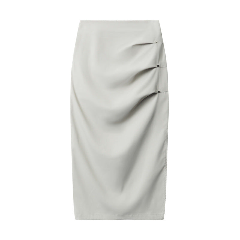 Nariele Retro Ruffle Design Side Slit Midi Long Skirt