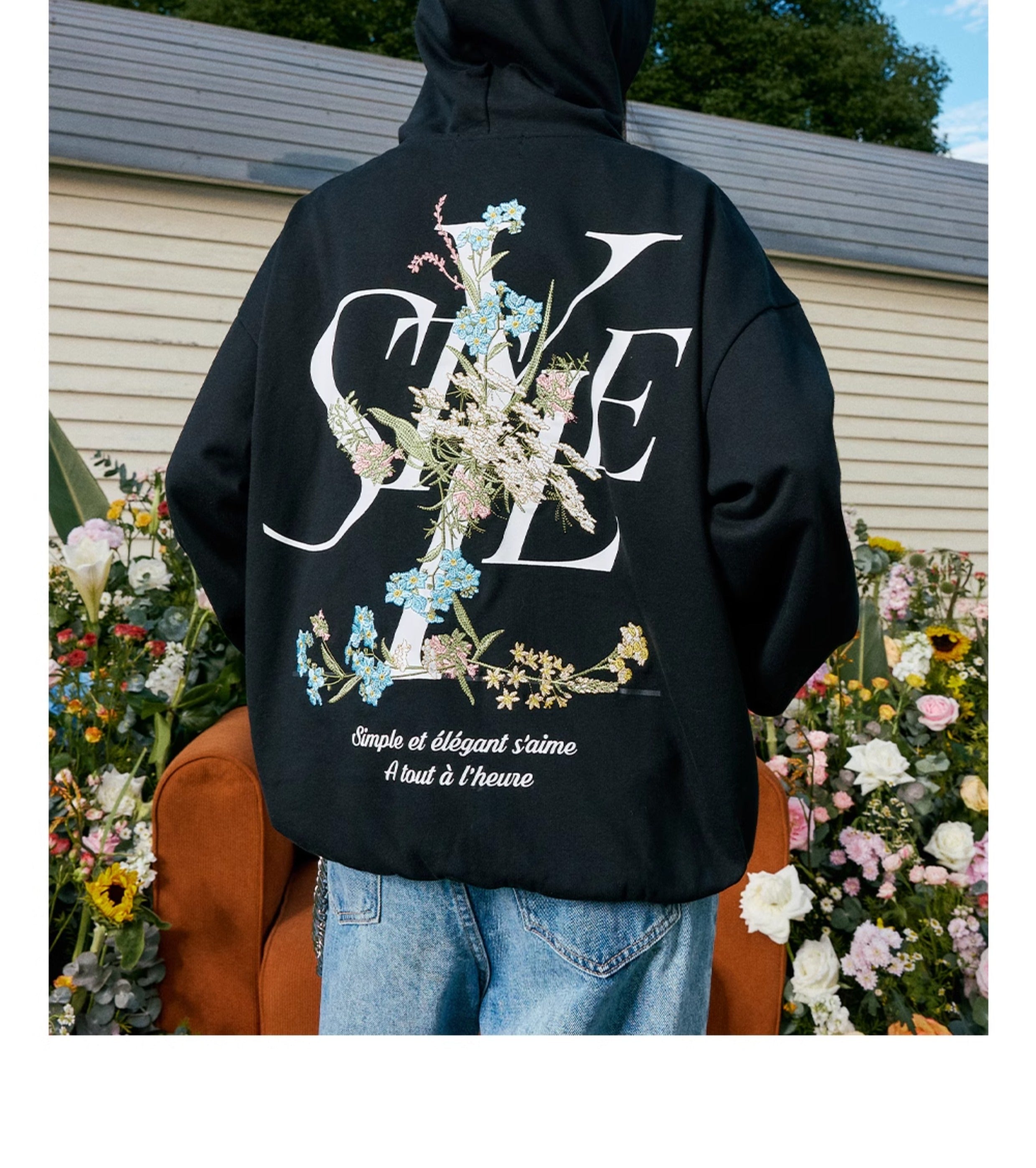 harshandcruel floral embroidery STYLE HACR Zipper Hoodie