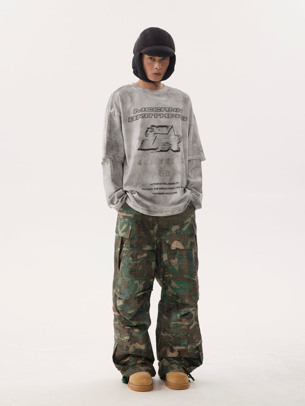 BTSG Dirty Stained Racing Fake Two Long Sleeve Tee