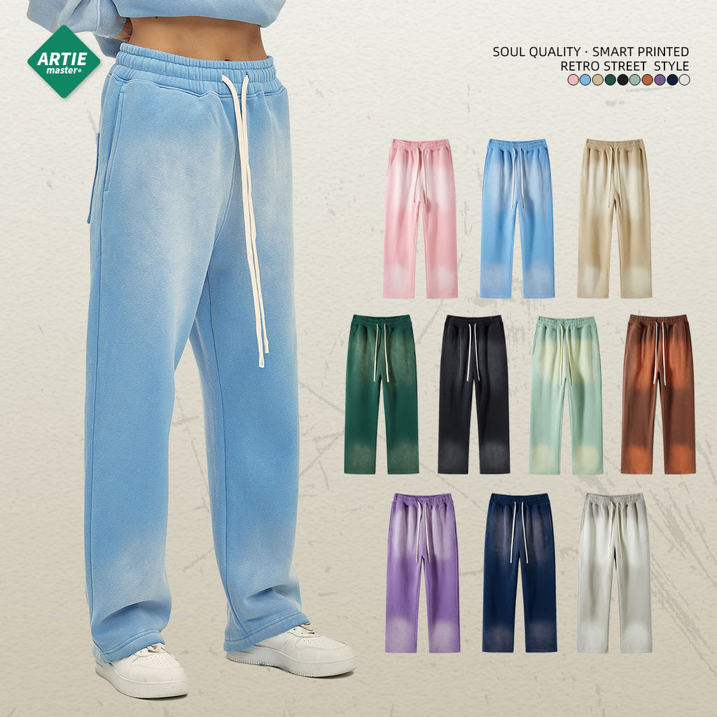 ARTIE 360g Spray Dye Distressed Casual Pants