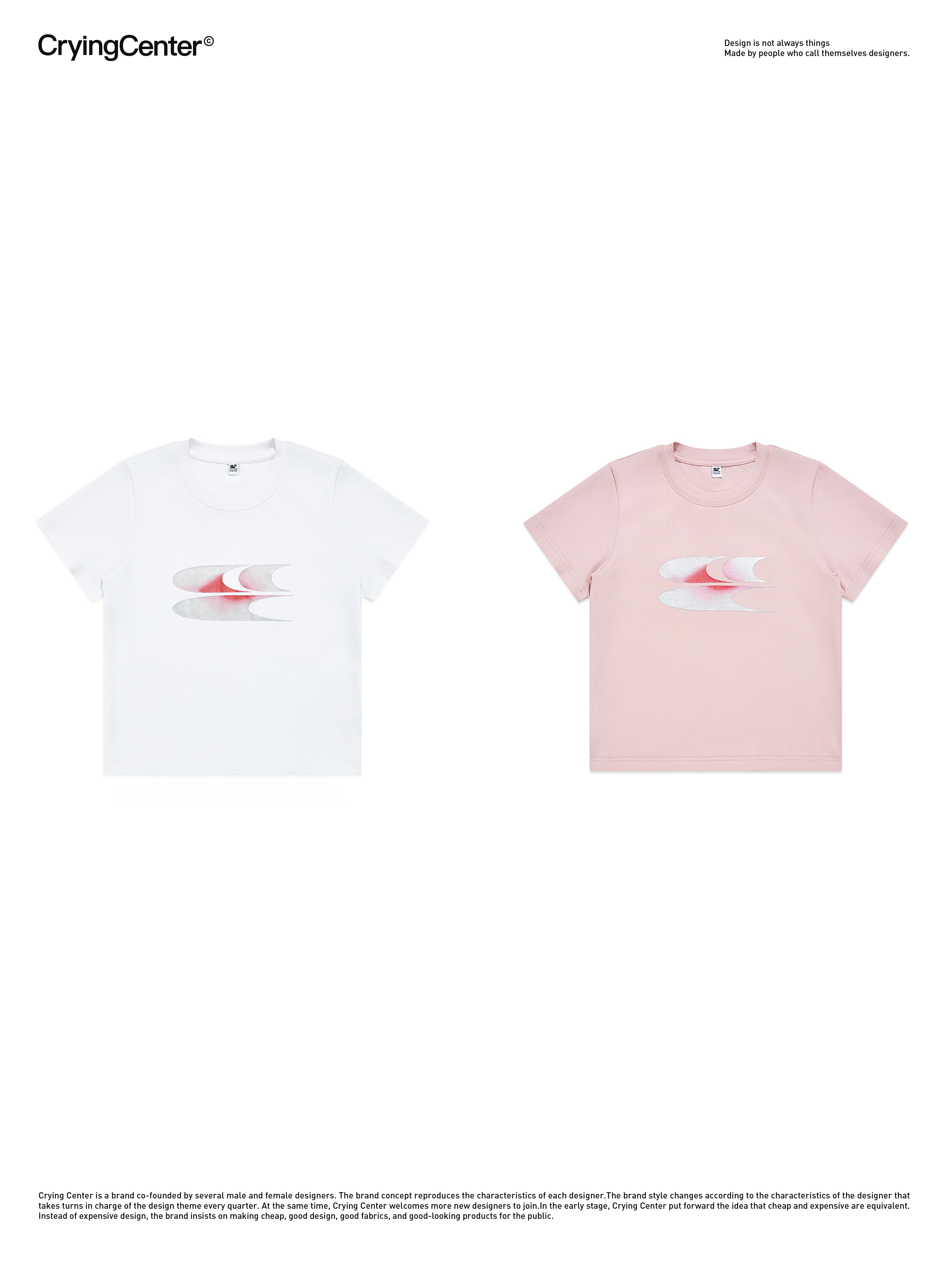 CryingCenter Pink & Silver Gradient Logo Women Tee