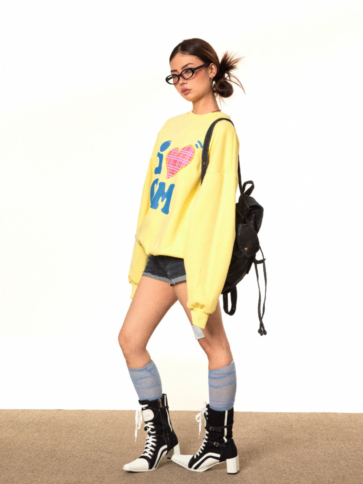 BLACKBB American Heart Print Crew Neck Sweatshirt