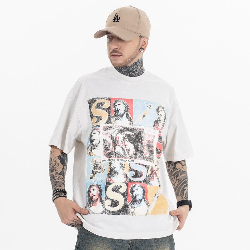 FORGIVNESS  High Street Vintage Washed Retro Distressed Short Sleeve Tee