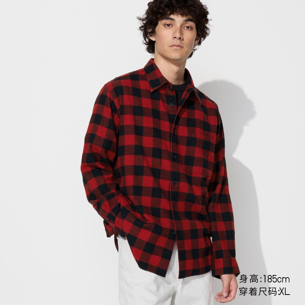 Uniqlo Flannel Plaid Shirts, Long-Sleeved Shirts