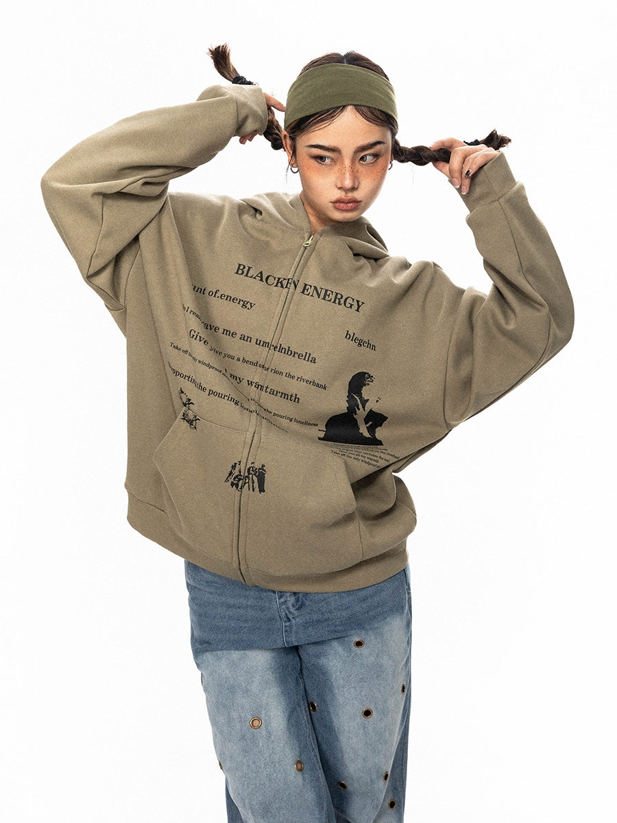 BLACKBB American Vintage Print Cardigan Sweatshirt