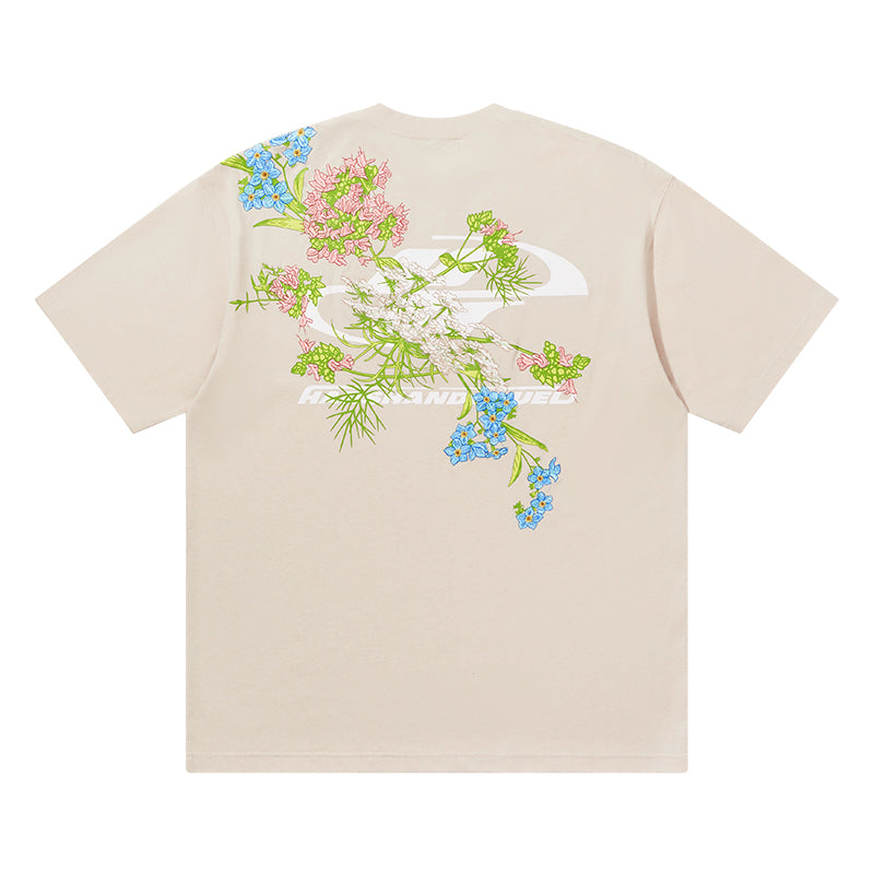 (Clearance) harshandcruel Floral Embroidery Tee