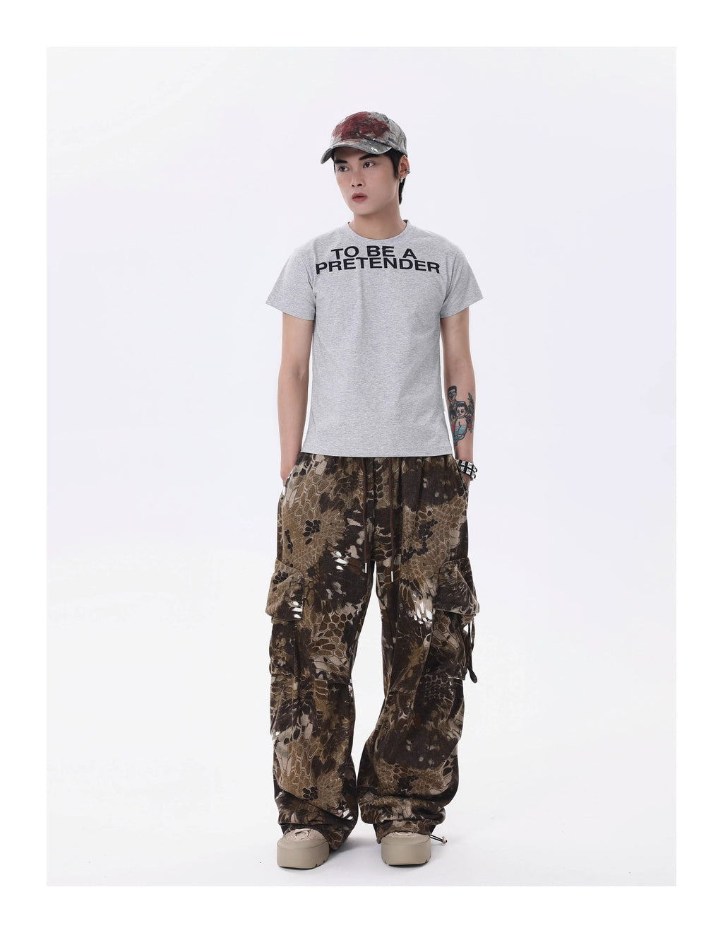BTSG* American Retro Wasteland Snake Camouflage Multi-Pocket Cargo Pants