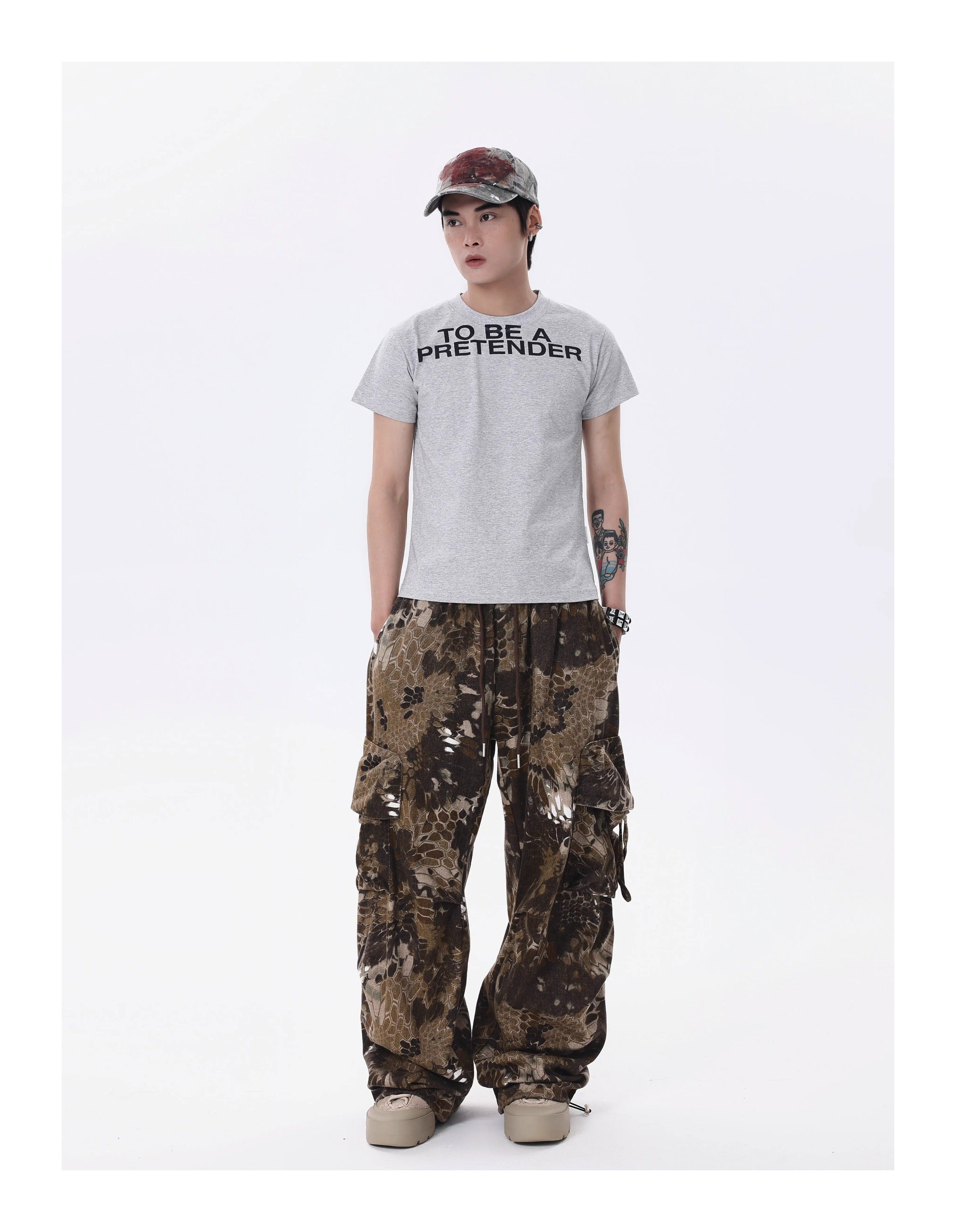 BTSG* American Retro Wasteland Snake Camouflage Multi-Pocket Cargo Pants