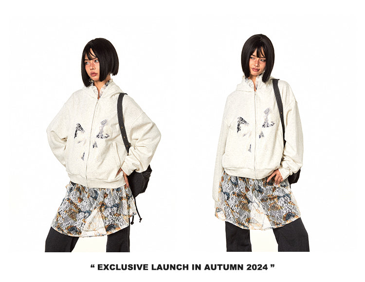 سترة BLACKBB من الدانتيل ذات سحاب ومطرزة ومزودة بفيونكة