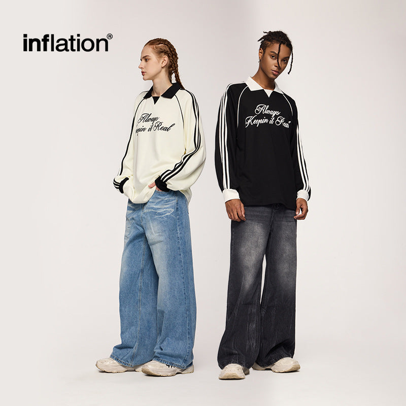 INF Chic Lapel Long Sleeve Retro Tee