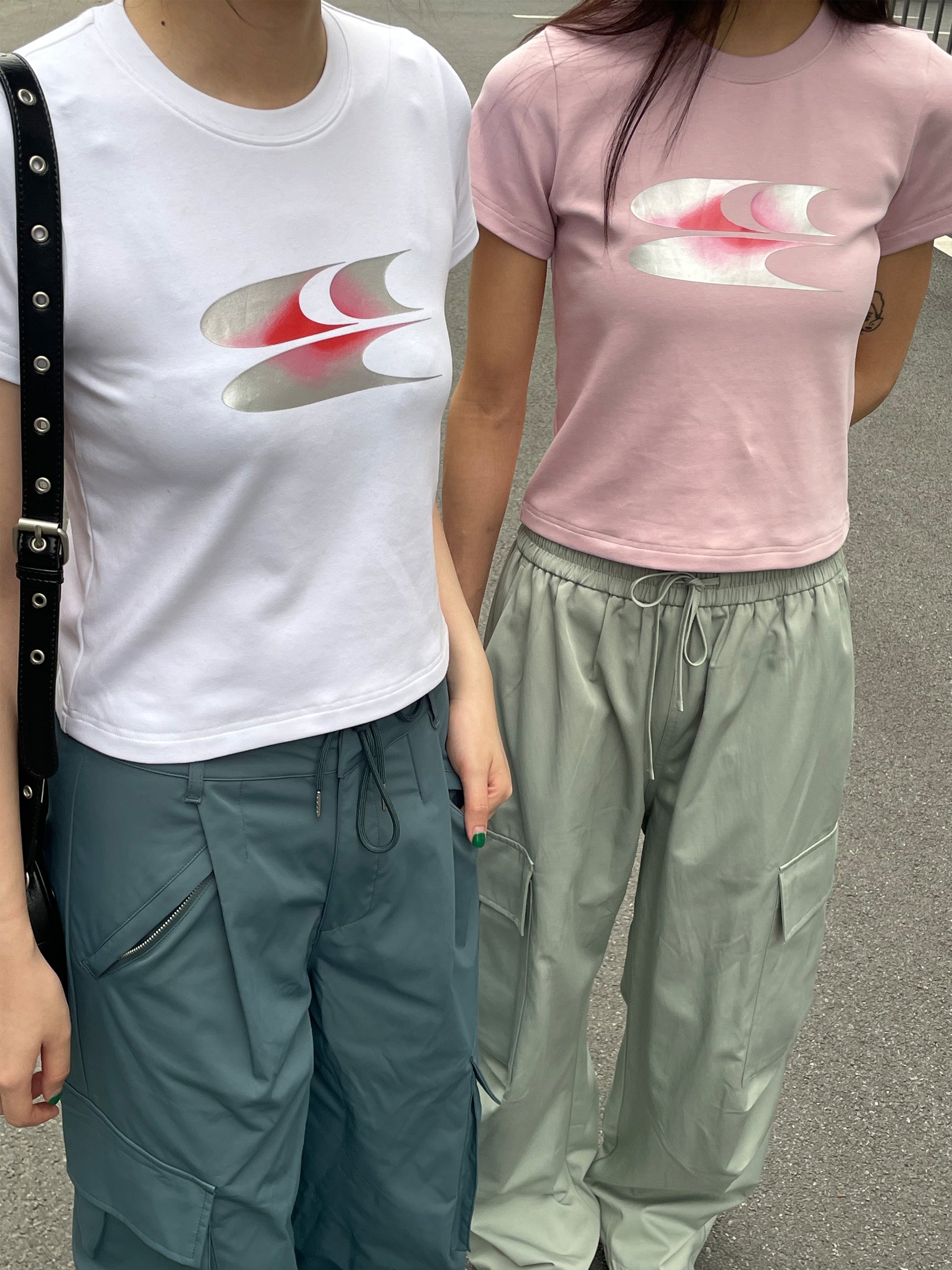 CryingCenter Pink & Silver Gradient Logo Women Tee