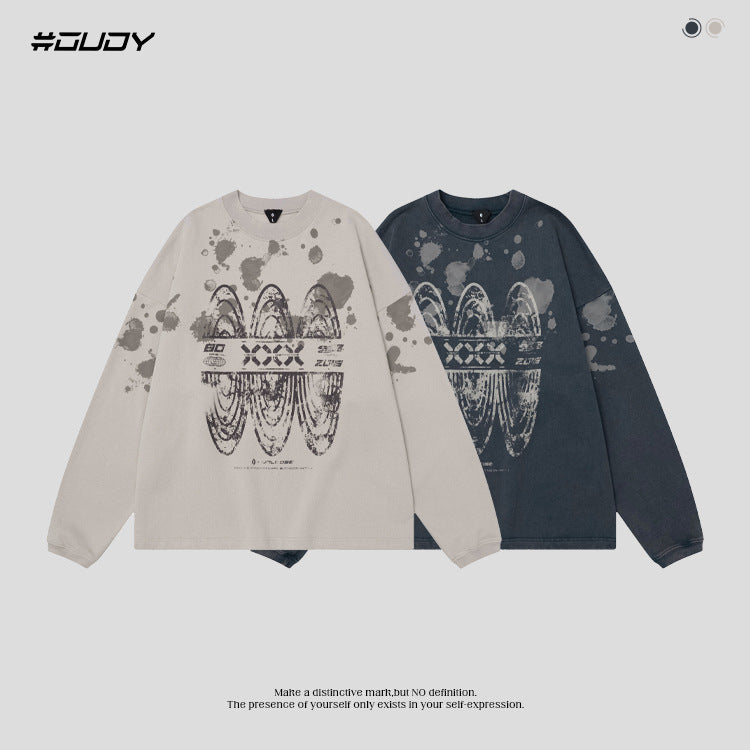 #OVDY Retro Distressed Wash 430g Heavy Cotton Crew Neck Sweatshirt