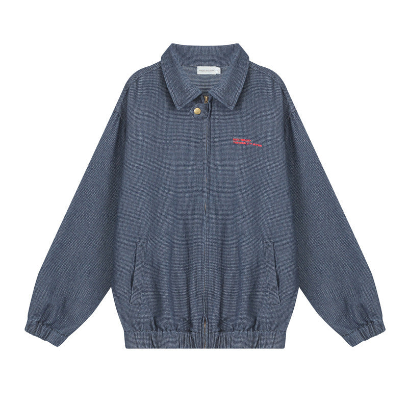 Nariele Unisex Embroidery Loose Jacket Trendy Denim Jacket