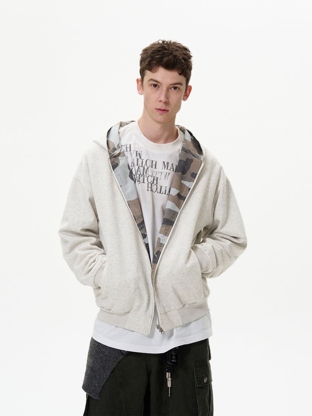 MADWITCH American Retro Reversible Camouflage Casual Vintage Zip-up Jacket