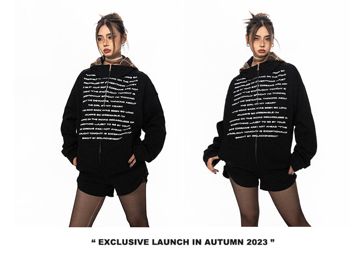 سترة BLACKBB American Patchwork منقوشة بغطاء للرأس ومطبوعة بسحاب