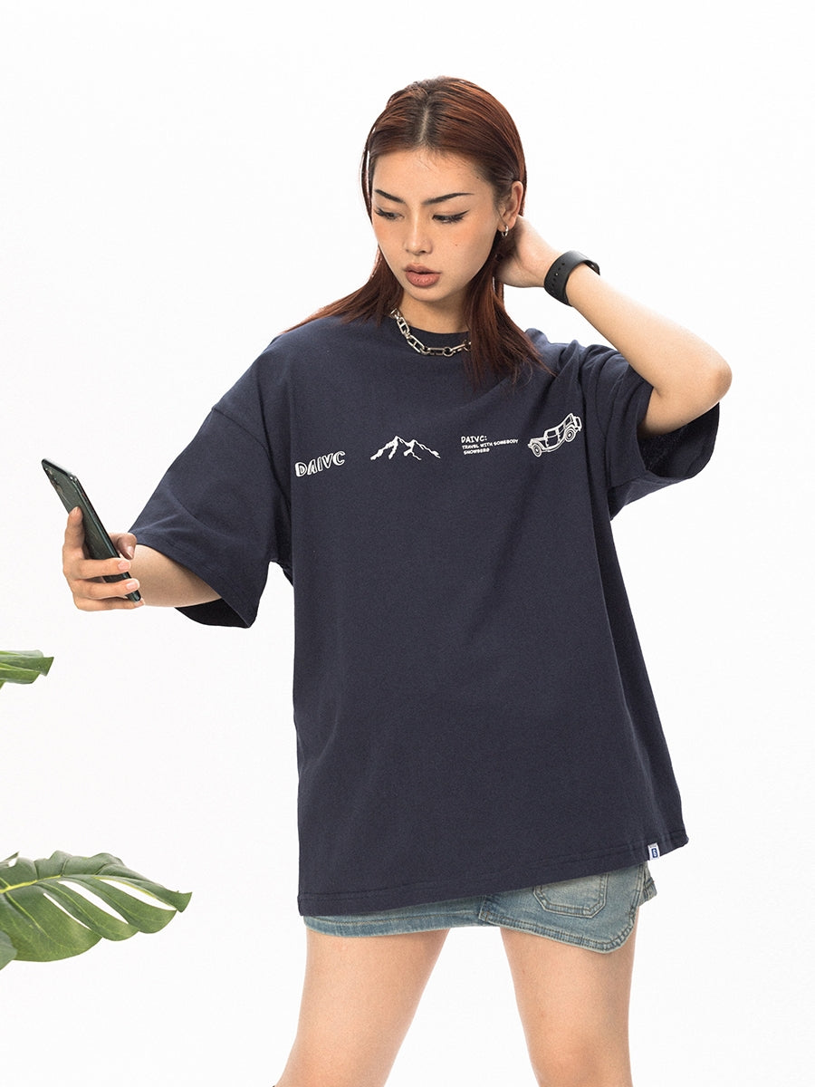 BLACKBB Niche Letter Print Short Sleeve Tee