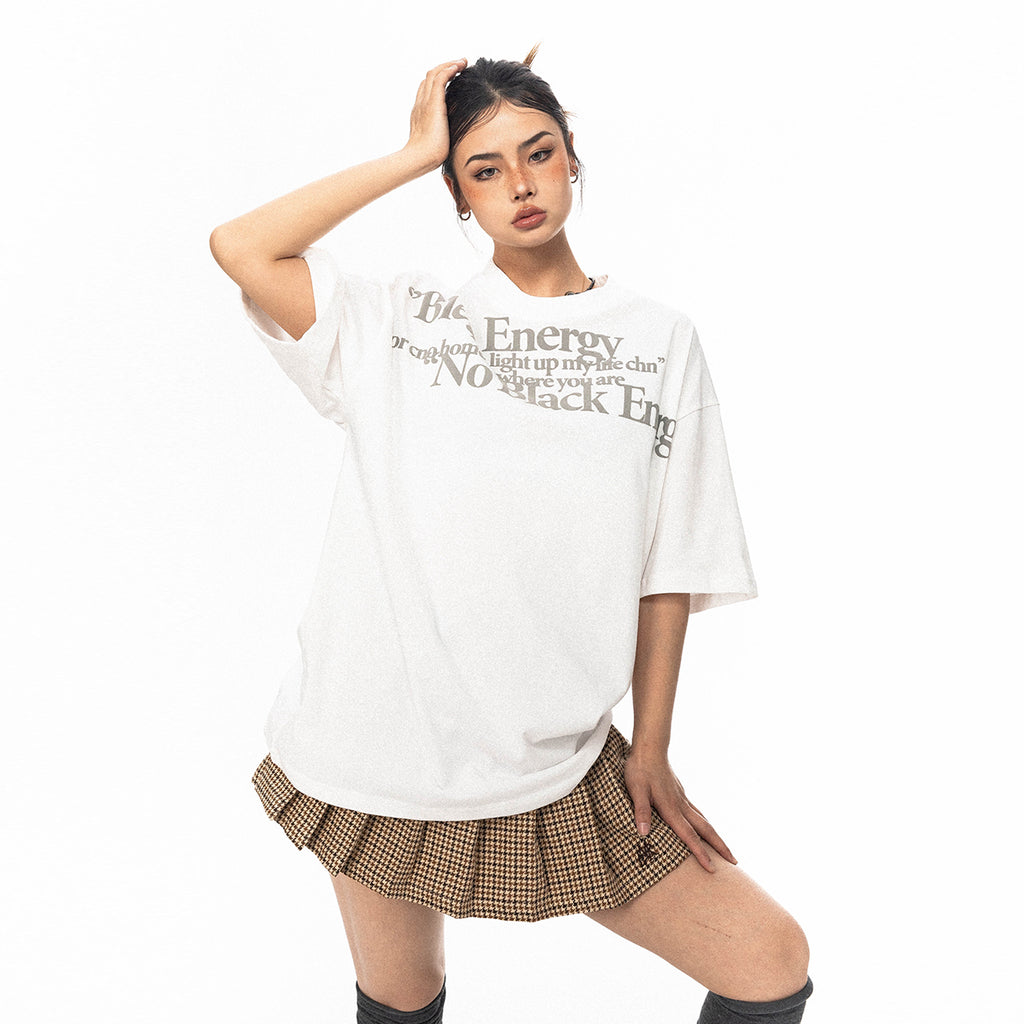 تي شيرت BLACKBB American Retro مطبوع عليه حروف بأكمام قصيرة