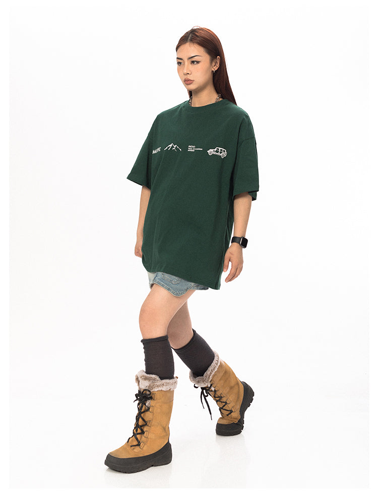 BLACKBB Niche Letter Print Short Sleeve Tee