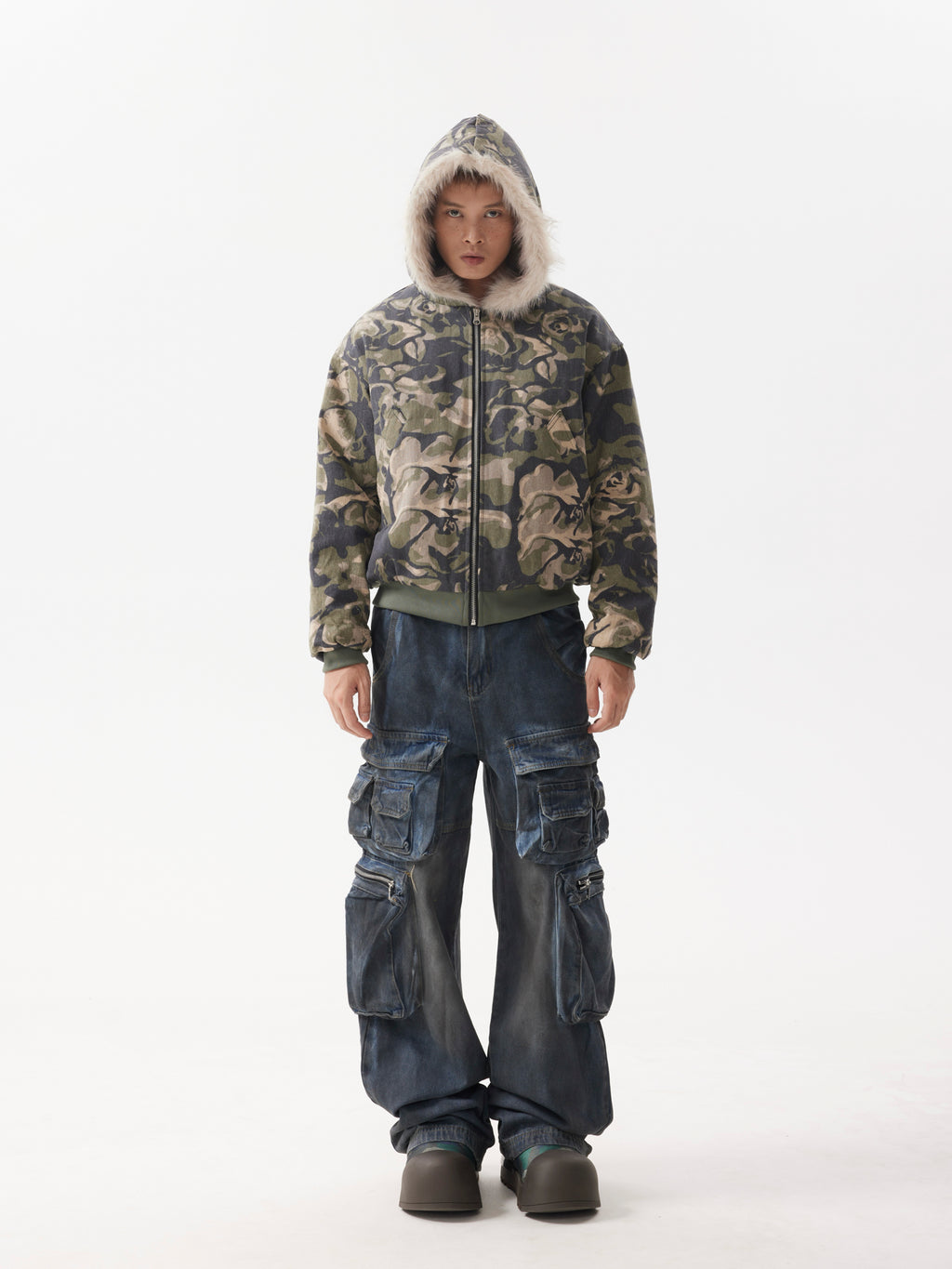 BTSG Camouflage Plush Mountain Carved Jacket