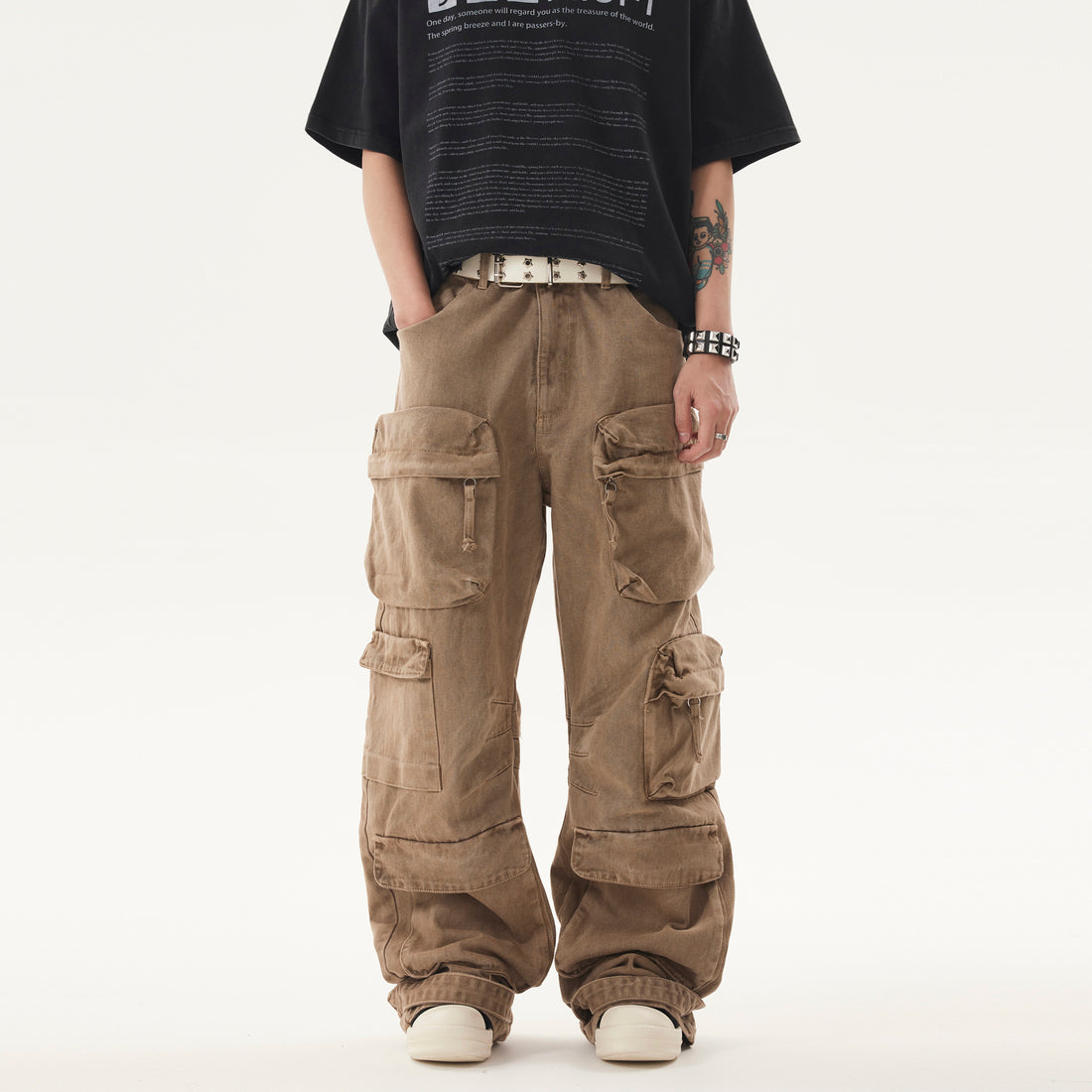 BTSG* Cargo Pants Washed Distressed Jeans