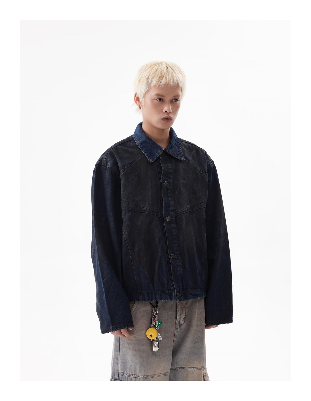 BTSG Frost Distressed Dirty Gradient Denim Jacket