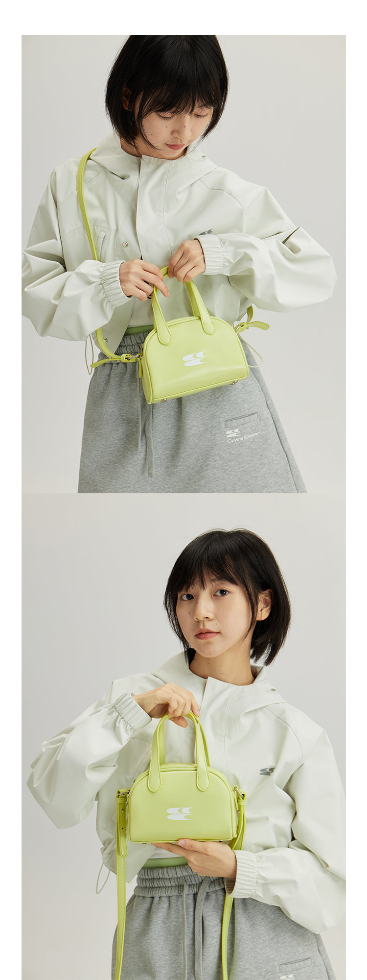 CryingCenter Classic Vintage Mini Milk Tea White Boston Crossbody Bag