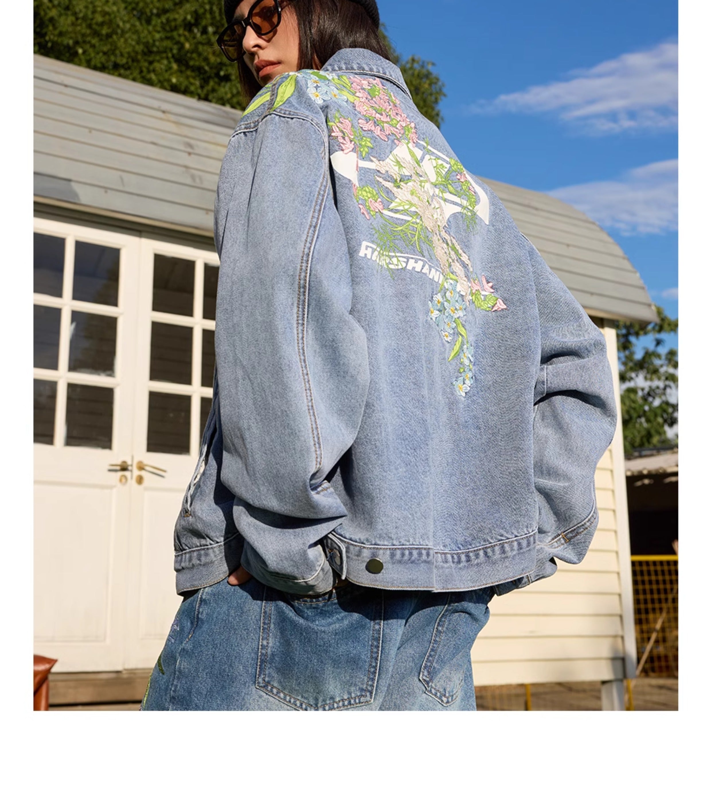 Harshandcruel Yoke floral-embroidered HACR denim jacket