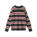 Nariele vintage striped crew neck sweater loose Puffy knit pullover Sweater