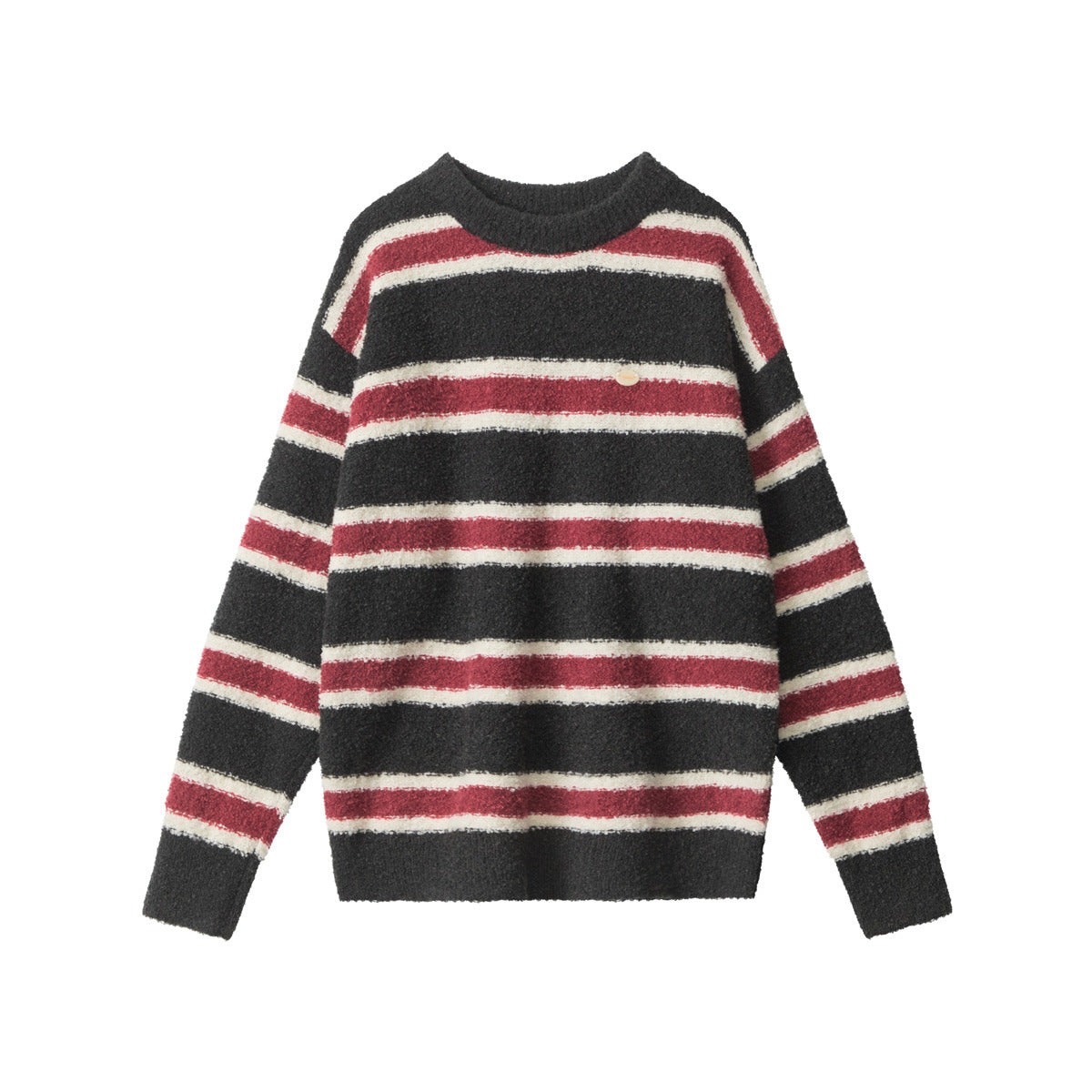 Nariele vintage striped crew neck sweater loose Puffy knit pullover Sweater
