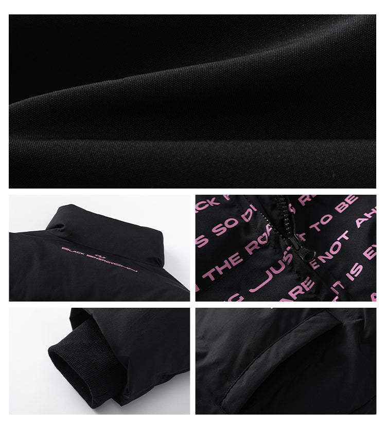 سترة سميكة بتصميم مطبوع عليها حروف باللون الوردي من BLACKBB