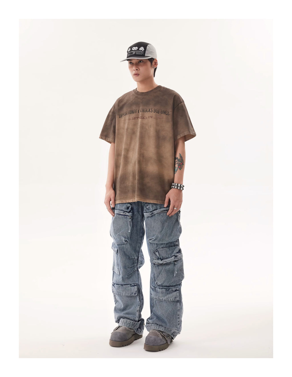 BTSG* Cargo Pants Washed Distressed Jeans