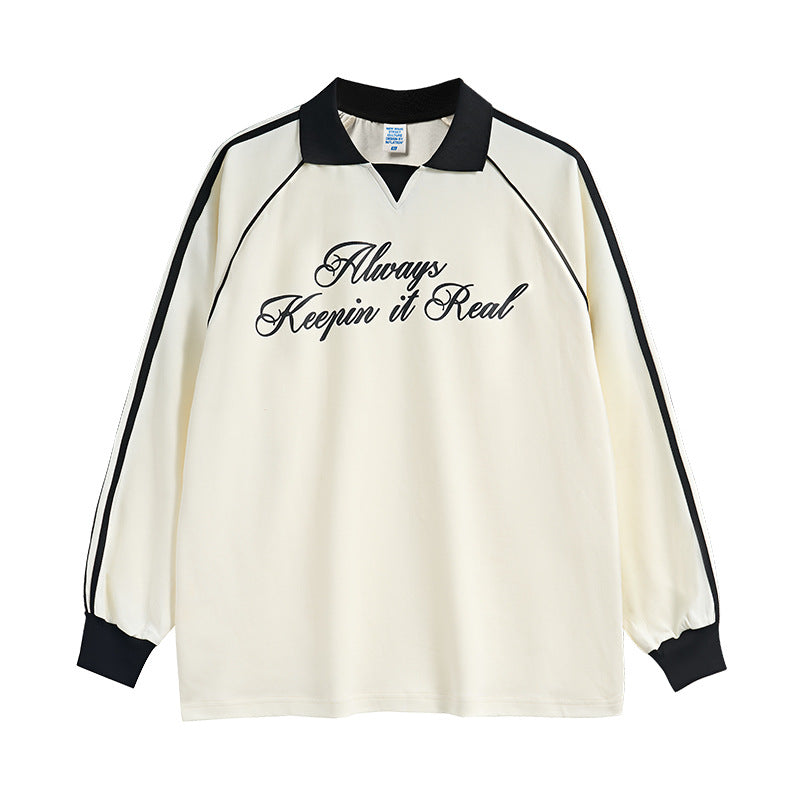 INF Chic Lapel Long Sleeve Retro Tee