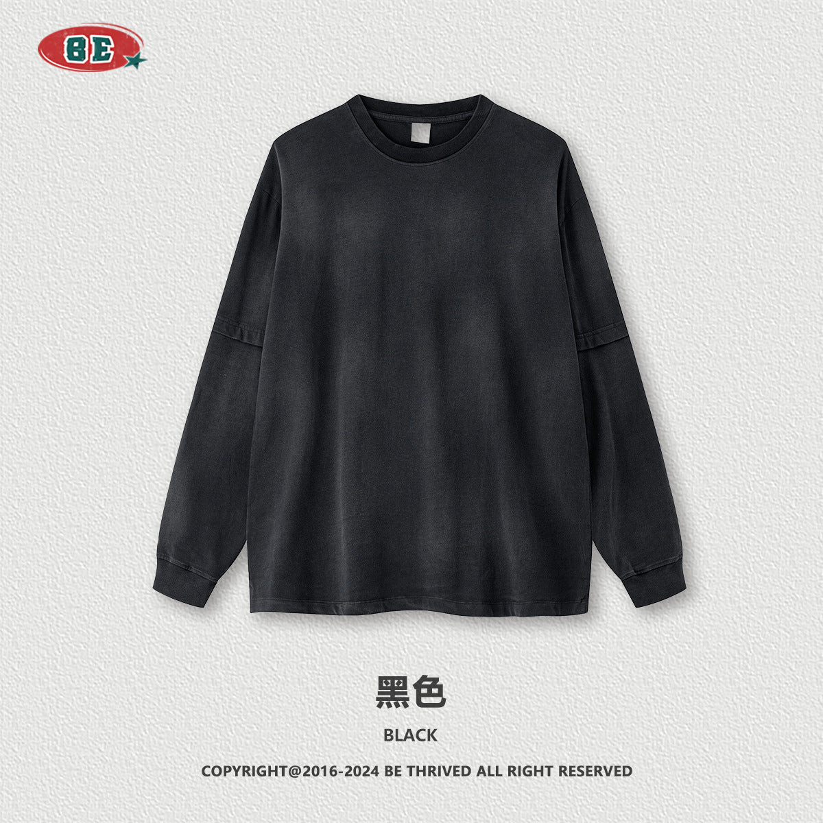 تي شيرت بولو بأكمام طويلة و ياقة دائرية