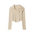 Nariele Long Sleeve T-Shirt Women's Fall New Polo Slim Curved Babes Crop Top