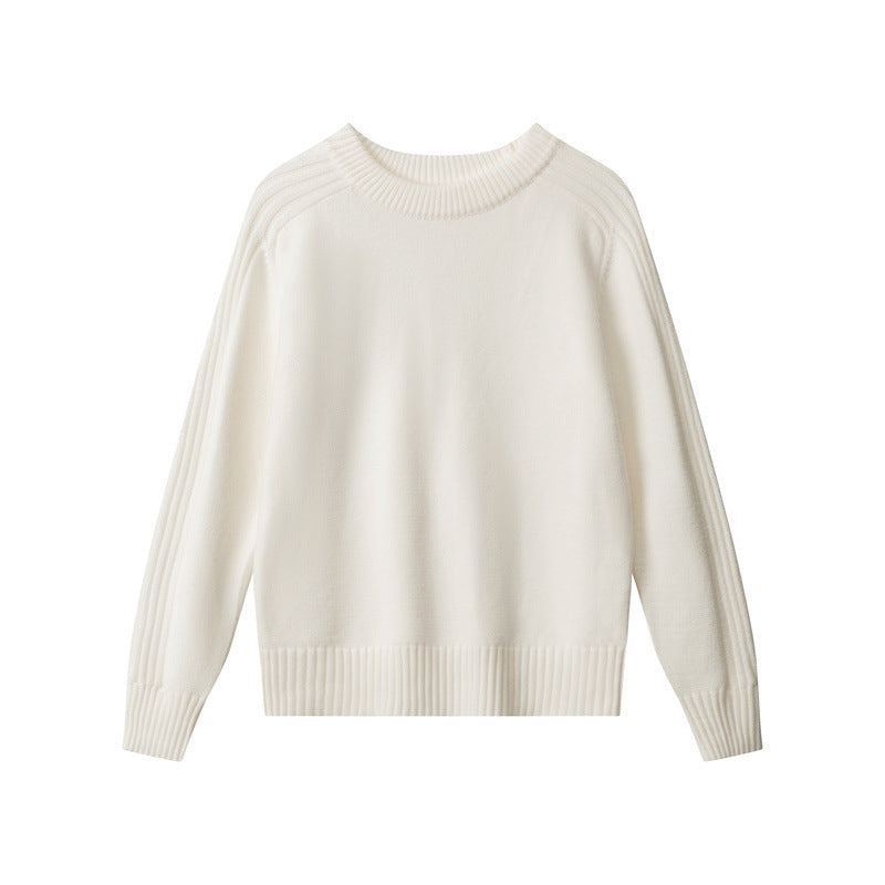 Nariele Solid Color Knitwear Crew Neck Pullover Sweater