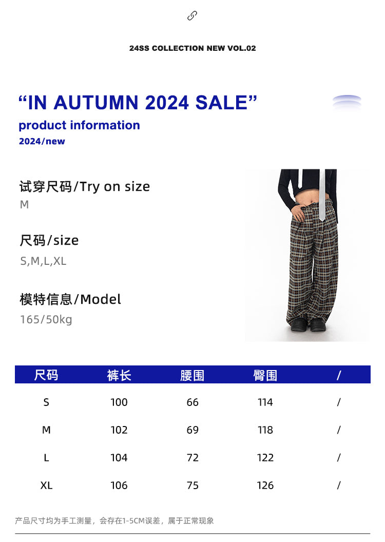 BLACKBB American Retro Checkered Loose Wide Leg Pants