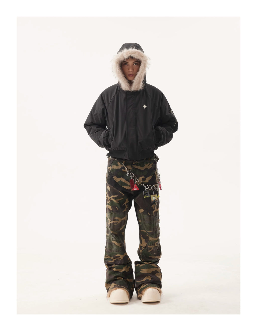 BTSG Fur Collar Cropped Padded ZAPA Jacket