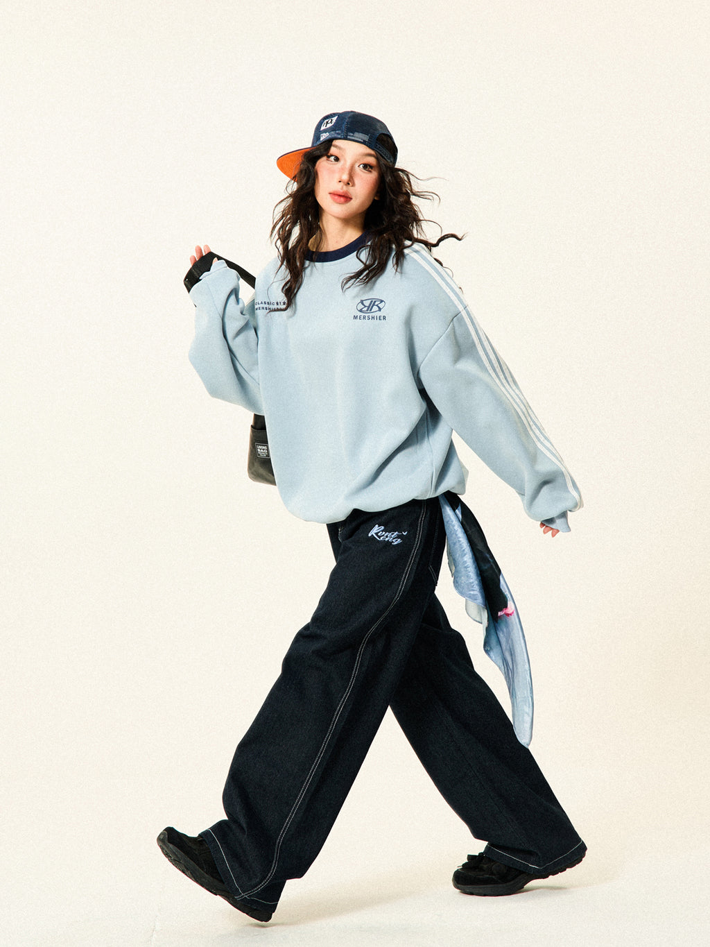 Mershier American Retro Sports Crew Neck Sweatshirt